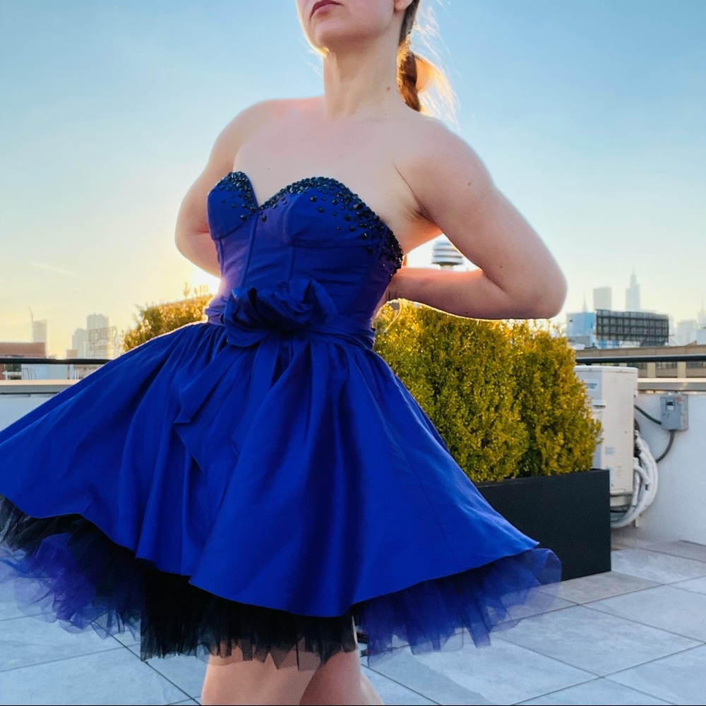 Corset Crystal Chameleon Silk Tutu Standing A-Line Princess Strapless Mini Dress